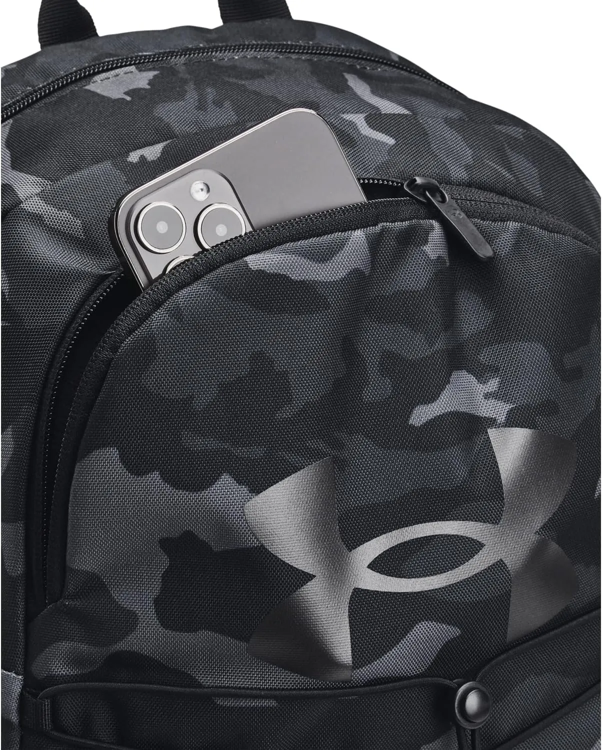 Under Armour Unisex-Adult Hustle Sport Backpack, (023) Black/Black/Metallic Black, One Size Fits All
