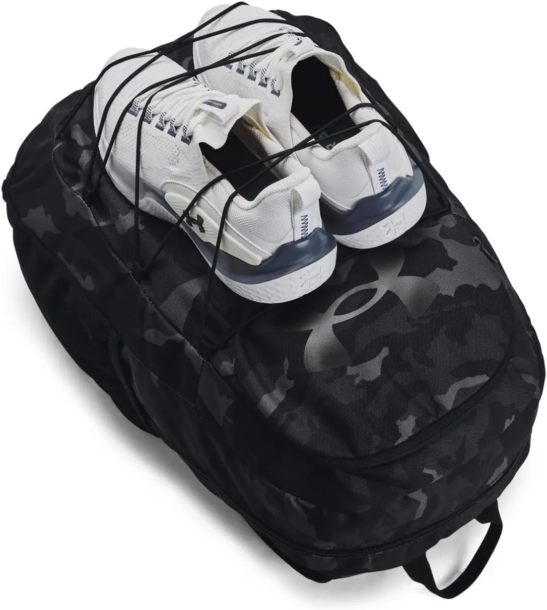 Under Armour Unisex-Adult Hustle Sport Backpack, (023) Black/Black/Metallic Black, One Size Fits All