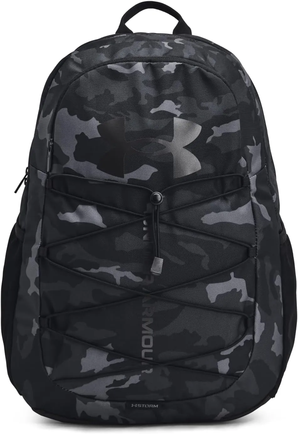 Under Armour Unisex-Adult Hustle Sport Backpack, (023) Black/Black/Metallic Black, One Size Fits All
