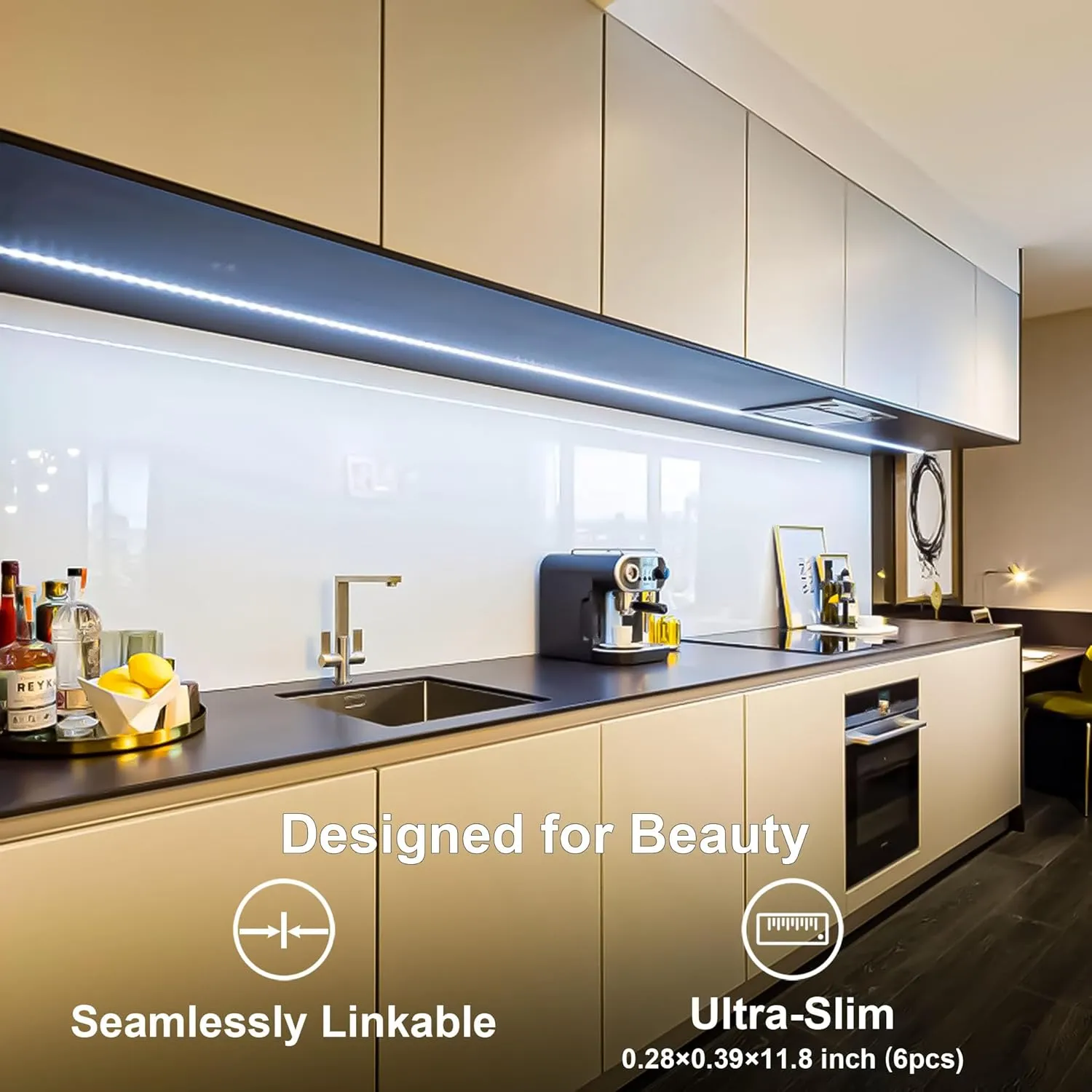 Under Cabinet Lights, Plug in, Seamlessly Linkable 12 Inch, 6 Bars Switch Extensions, Under Counter Lighting for Kitchen, Closet, Gun Safe, Shelf, Display Case, LED 3000k Warm White