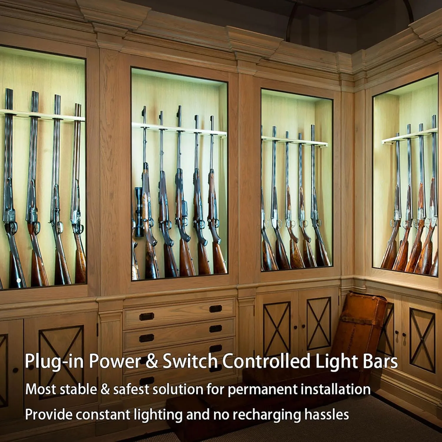 Under Cabinet Lights, Plug in, Seamlessly Linkable 12 Inch, 6 Bars Switch Extensions, Under Counter Lighting for Kitchen, Closet, Gun Safe, Shelf, Display Case, LED 3000k Warm White
