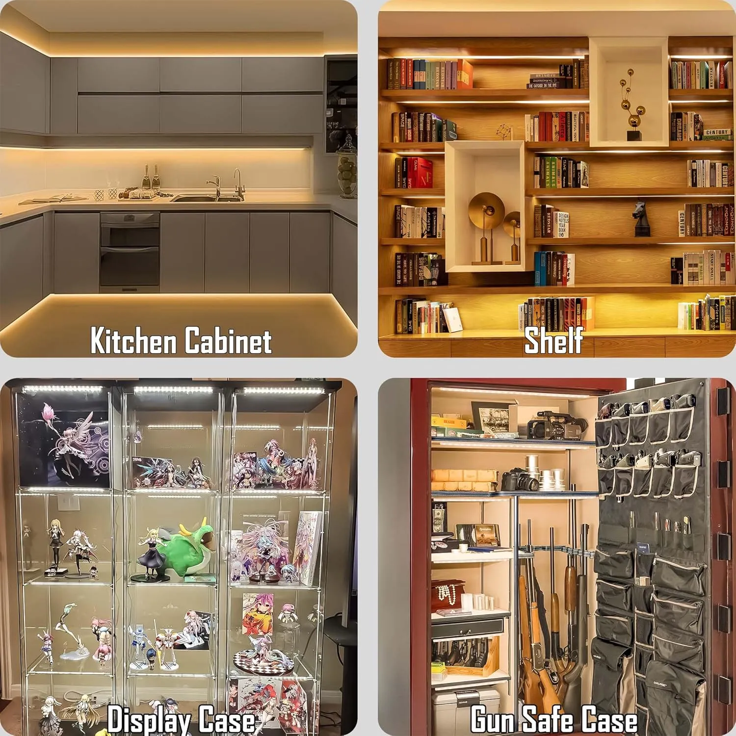 Under Cabinet Lights, Plug in, Seamlessly Linkable 12 Inch, 6 Bars Switch Extensions, Under Counter Lighting for Kitchen, Closet, Gun Safe, Shelf, Display Case, LED 3000k Warm White