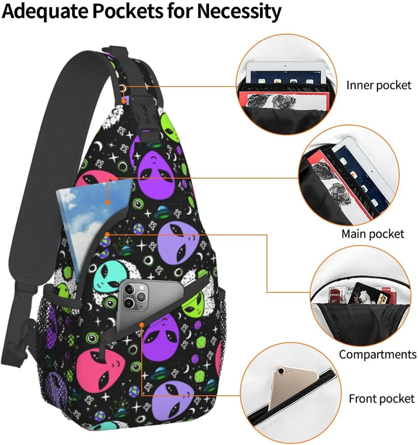 Unisex Chest Bags Crossbody Sling Backpack Travel Hiking Daypack Crossbody Bag For Men