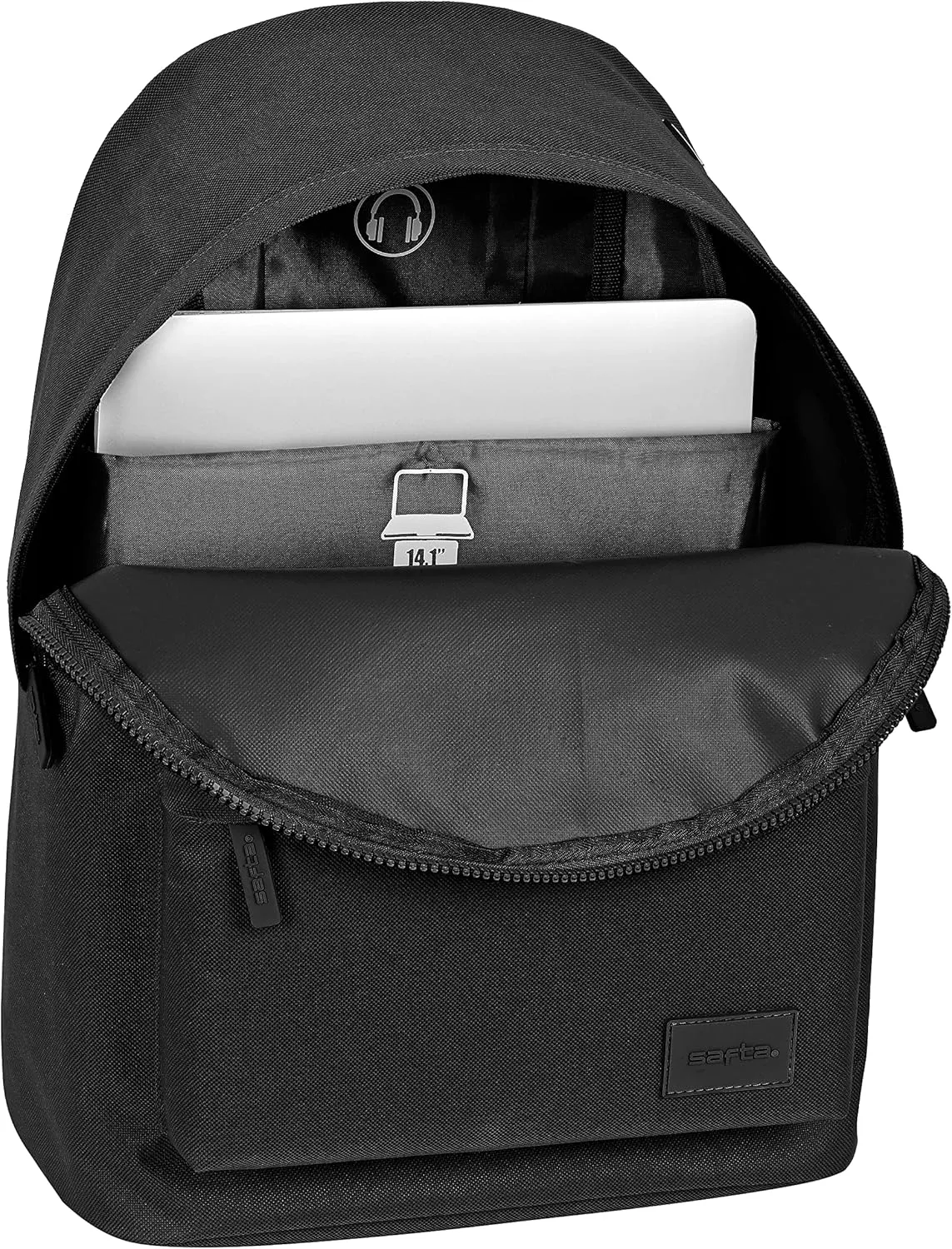 Unisex Kids M819 Youth Laptop Backpack 14.1", Ideal for Young People of Different Ages, Comfortable and Versatile, Quality and Resistance, 31x16x41 (pack of 1), Black/White, Estándar, Casual