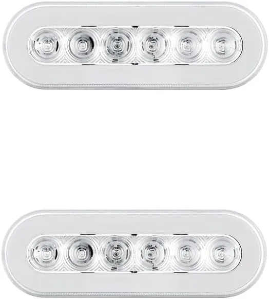 United Pacific Halo Clear Amber LED 6" Oval Trailer Truck Turn Signal Marker Light Kits