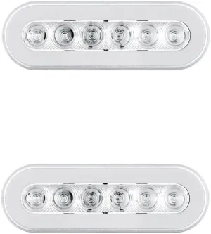 United Pacific Halo Clear Amber LED 6" Oval Trailer Truck Turn Signal Marker Light Kits