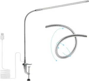 USB LED Desk Lamp, Adjustable Clip On Nail Lamp Light Eye Care Gooseneck 360° Swivel with Switch LED Clamp Light for Manicure Reading Tattoo