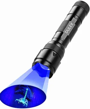 UV Flashlight BlackLight, DULEX 395 - 410nm UV Led Blacklight Flashlights and Rechargeable batteries Charger Set for Professional / Commercial Use