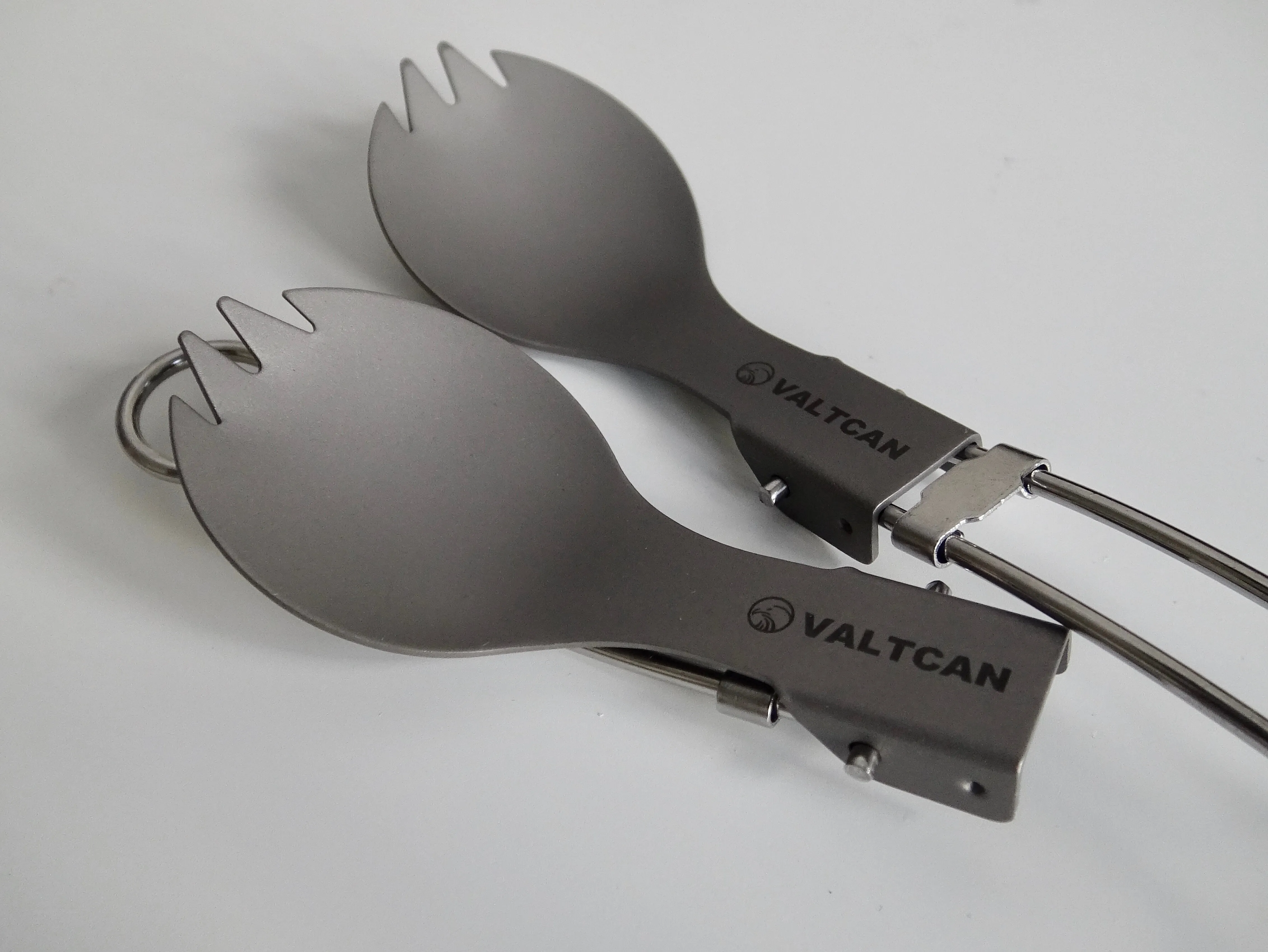 Valtcan Titanium Folding Spork Set with Carrying Bag 2 Pack 18.4g