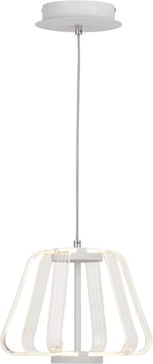 VAXCEL Ridgeway 1 Light White Integrated LED Contemporary Cage Pendant Light
