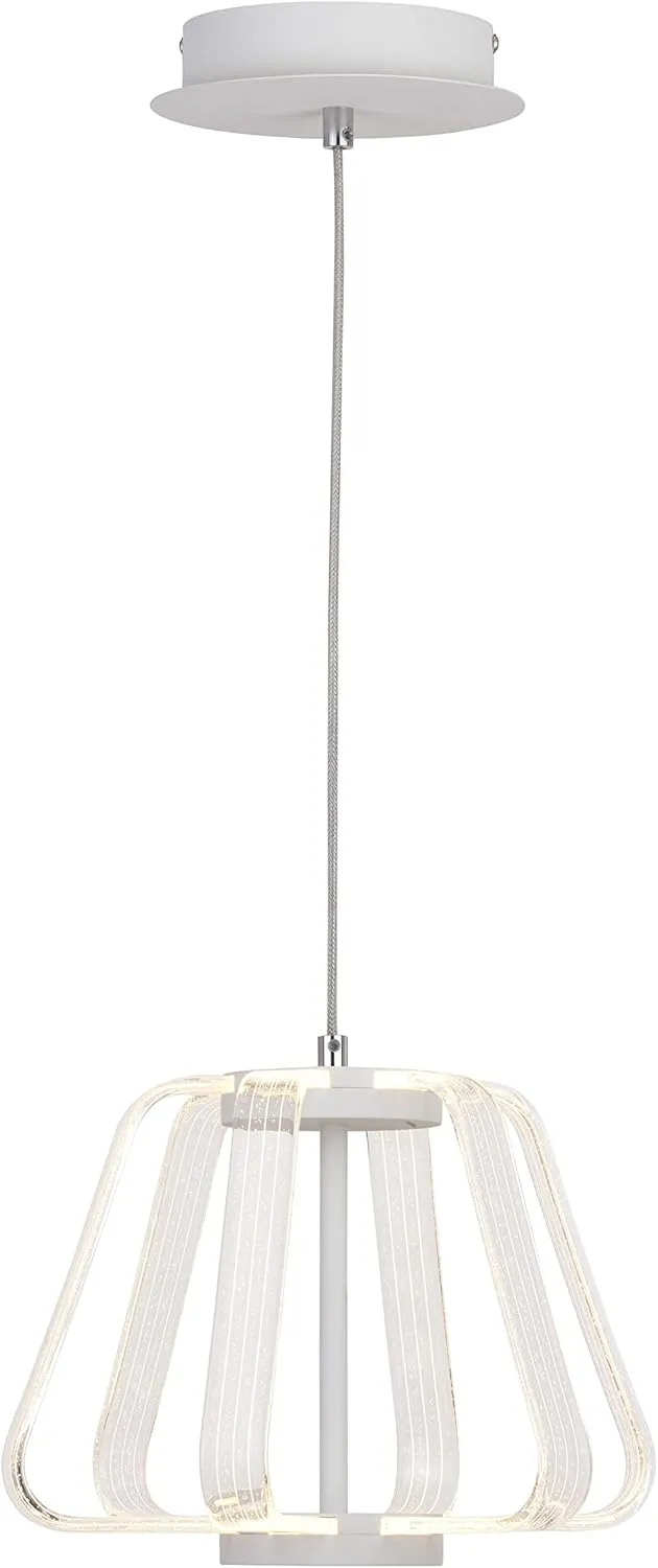 VAXCEL Ridgeway 1 Light White Integrated LED Contemporary Cage Pendant Light