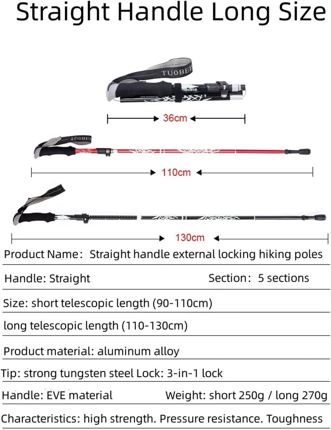 VAZZIC Climbing Stick Made of Aluminum Alloy, Lightweight, Retractable, Foldable, and Hiking