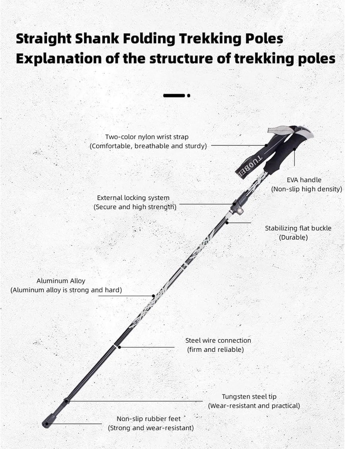 VAZZIC Climbing Stick Made of Aluminum Alloy, Lightweight, Retractable, Foldable, and Hiking