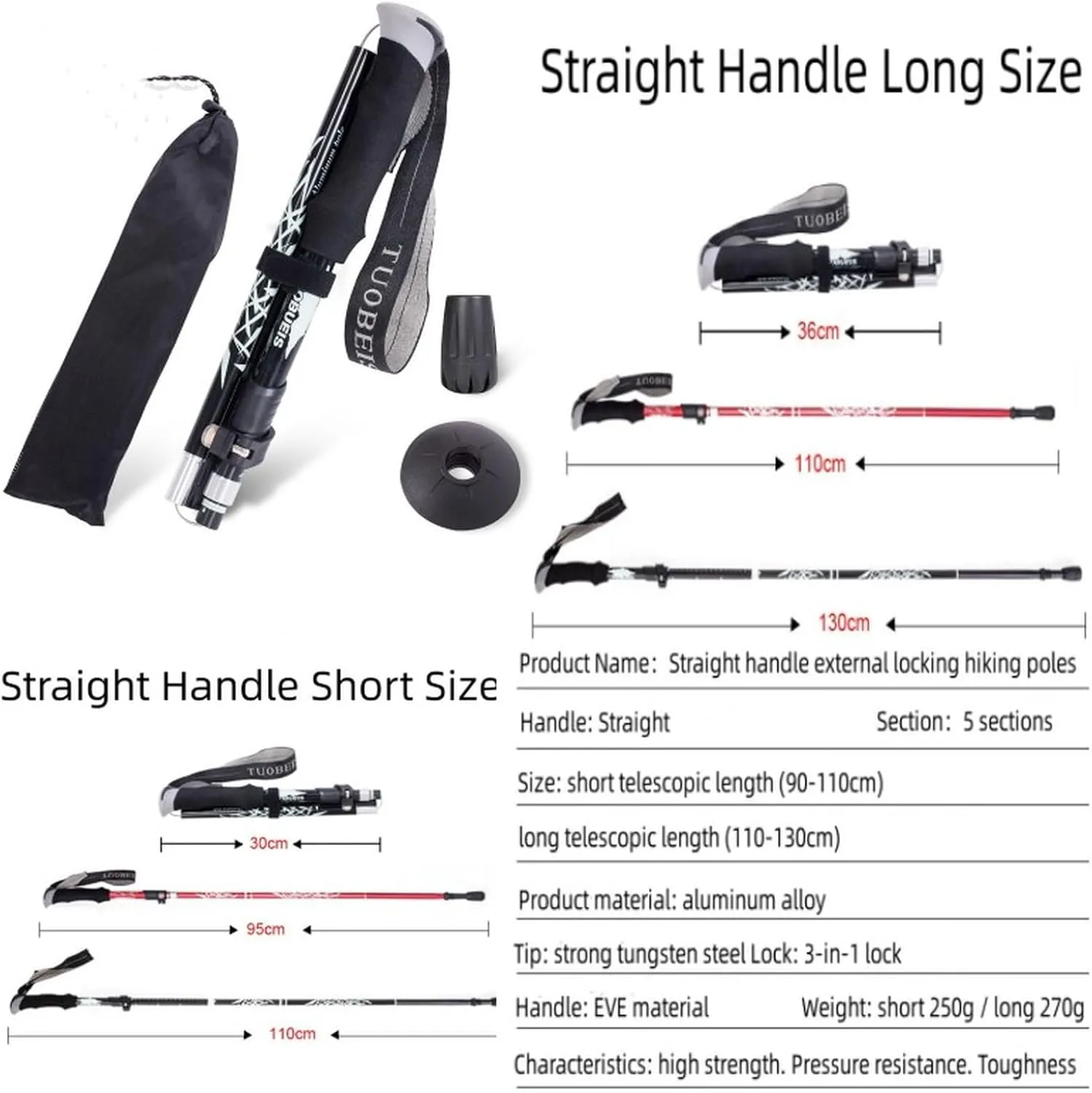 VAZZIC Climbing Stick Made of Aluminum Alloy, Lightweight, Retractable, Foldable, and Hiking