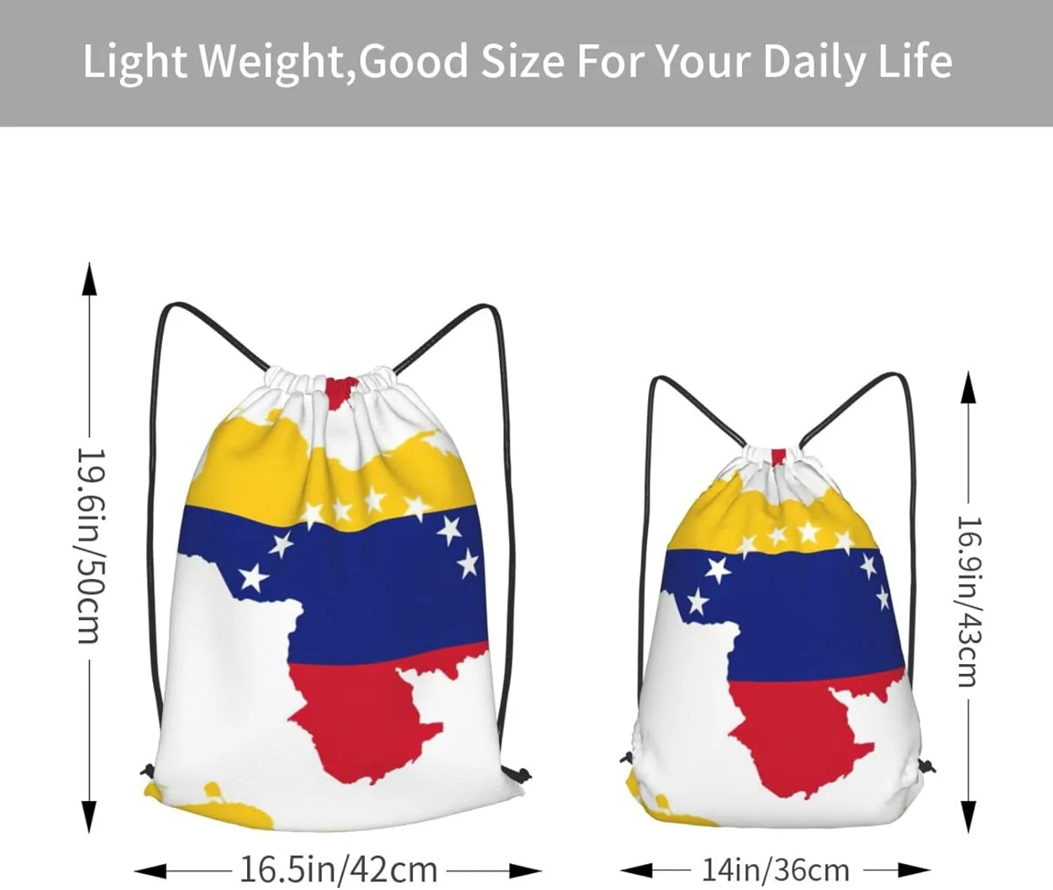 Venezuela Flag Drawstring Cinch Backpack Polyester Sack Pack String Bag For Hiking Camping Adventure