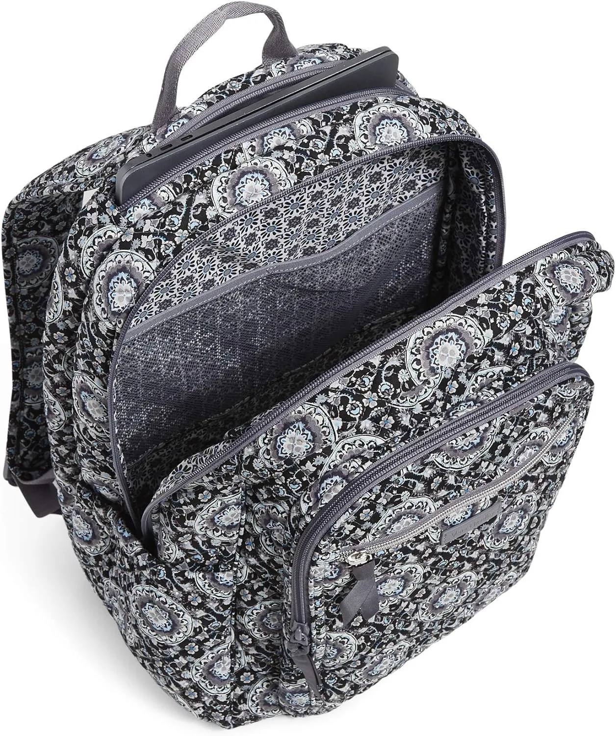 Vera Bradley Women's Cotton Campus Backpack, Charcoal Medallion, One Size