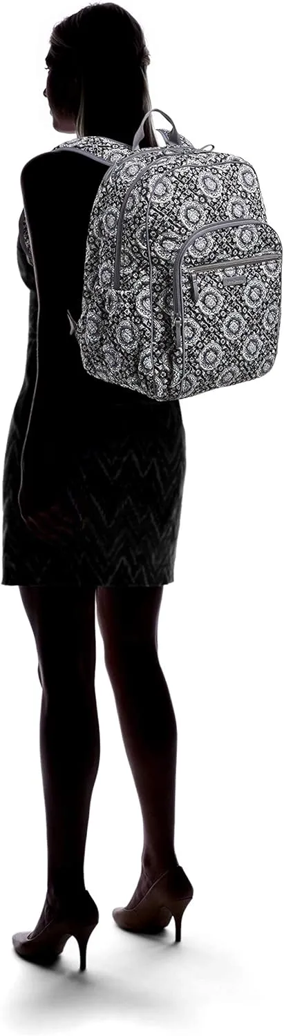 Vera Bradley Women's Cotton Campus Backpack, Charcoal Medallion, One Size