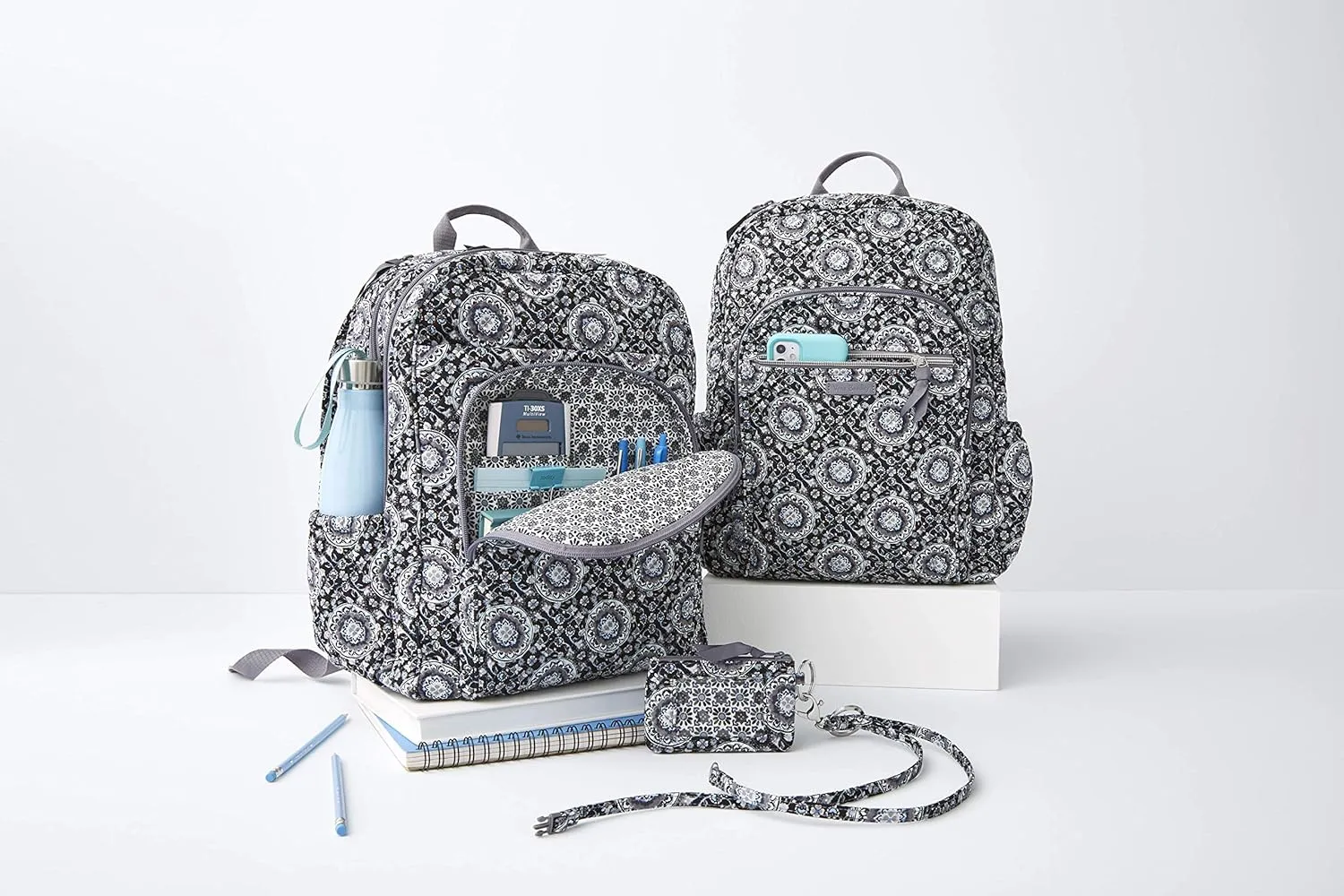 Vera Bradley Women's Cotton Campus Backpack, Charcoal Medallion, One Size