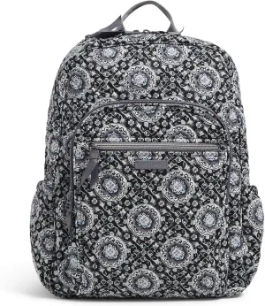 Vera Bradley Women's Cotton Campus Backpack, Charcoal Medallion, One Size