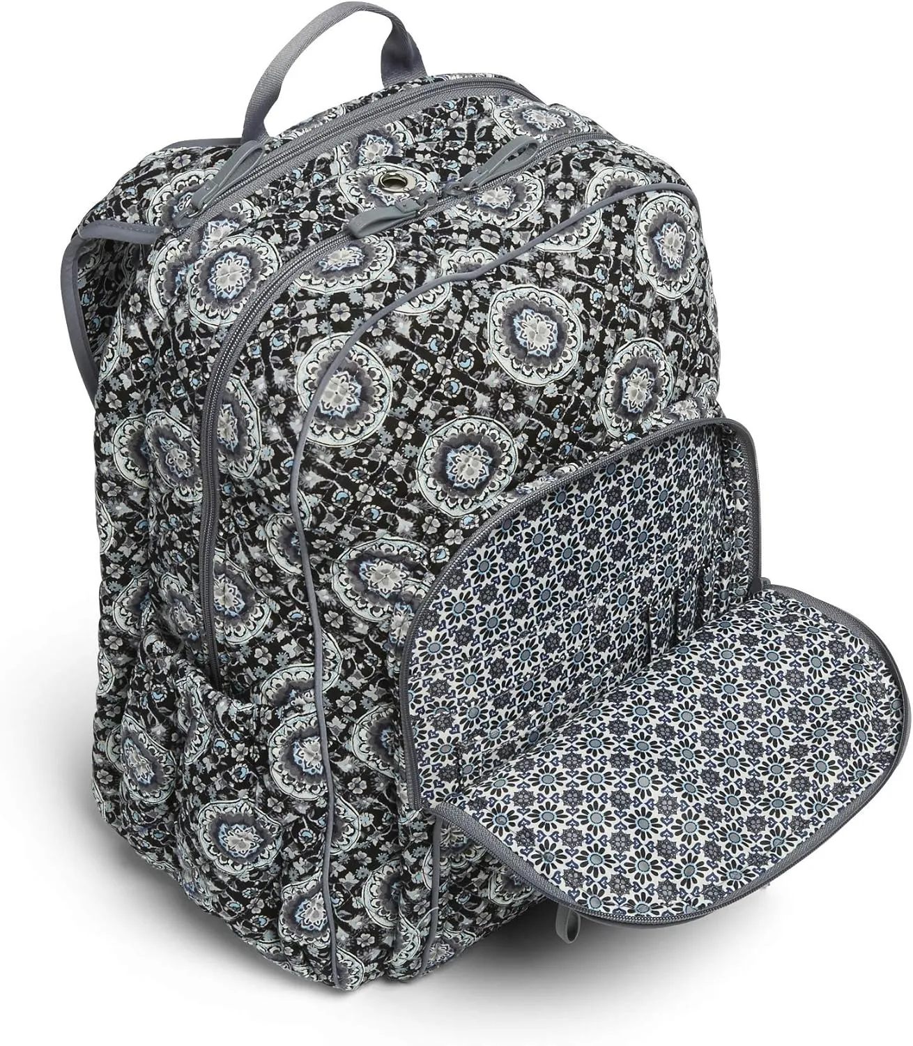 Vera Bradley Women's Cotton Campus Backpack, Charcoal Medallion, One Size