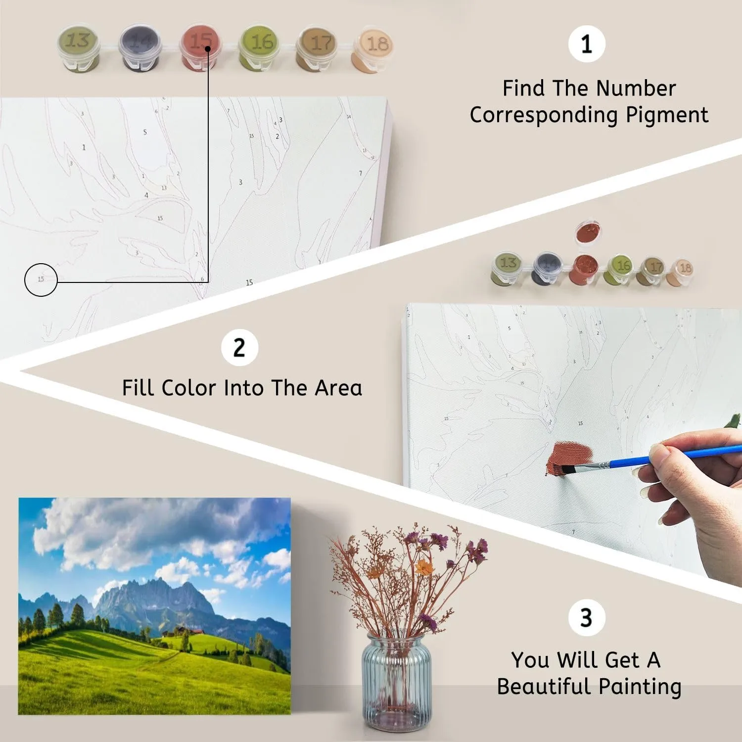 VETEB Paint by Numbers Kit for Adults Beginner Idyllic Alpine Scenery Farmhouse Front Wilder Kaiser Austria DIY Framed Painting by Numbers Canvas Acrylic Oil Painting for Home Decor Gifts 16"x20"