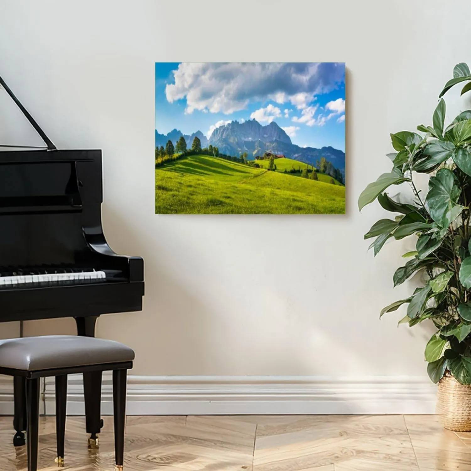 VETEB Paint by Numbers Kit for Adults Beginner Idyllic Alpine Scenery Farmhouse Front Wilder Kaiser Austria DIY Framed Painting by Numbers Canvas Acrylic Oil Painting for Home Decor Gifts 16"x20"