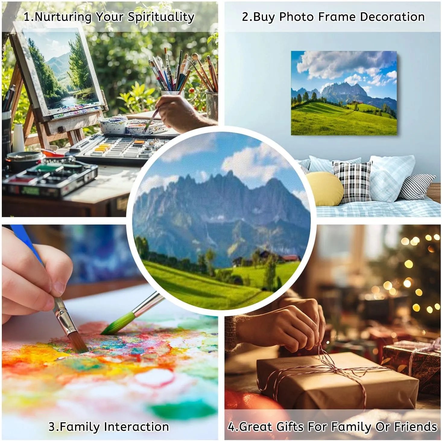 VETEB Paint by Numbers Kit for Adults Beginner Idyllic Alpine Scenery Farmhouse Front Wilder Kaiser Austria DIY Framed Painting by Numbers Canvas Acrylic Oil Painting for Home Decor Gifts 16"x20"