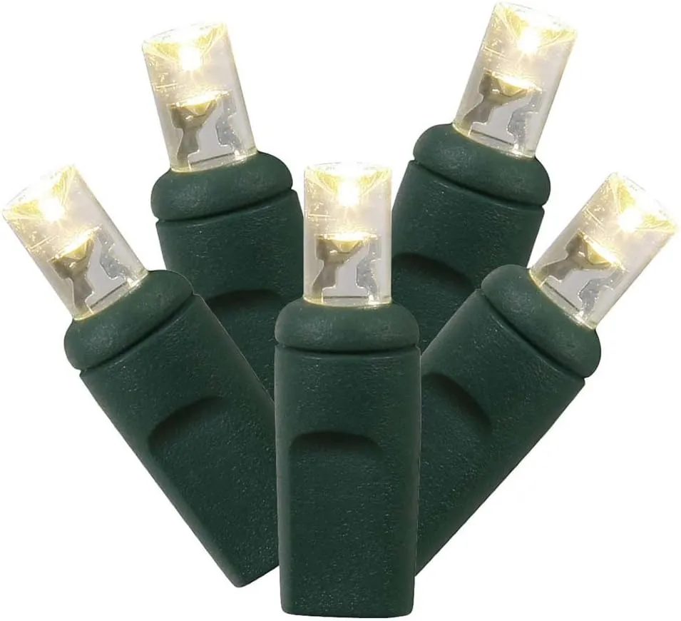 Vickerman 50 Light Wide Angle Warm White LED Light Set on Green Wire in a Poly Bag