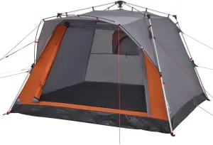 vidaXL Camping Tent Cabin 4-Person, Garden Shelter, Portable Canopy for Outdoor Patio Hiking, Lightweight Tent, Gray and Orange Quick Release
