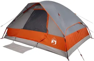 vidaXL Family Tent Dome 6-Person Grey and Orange Waterproof