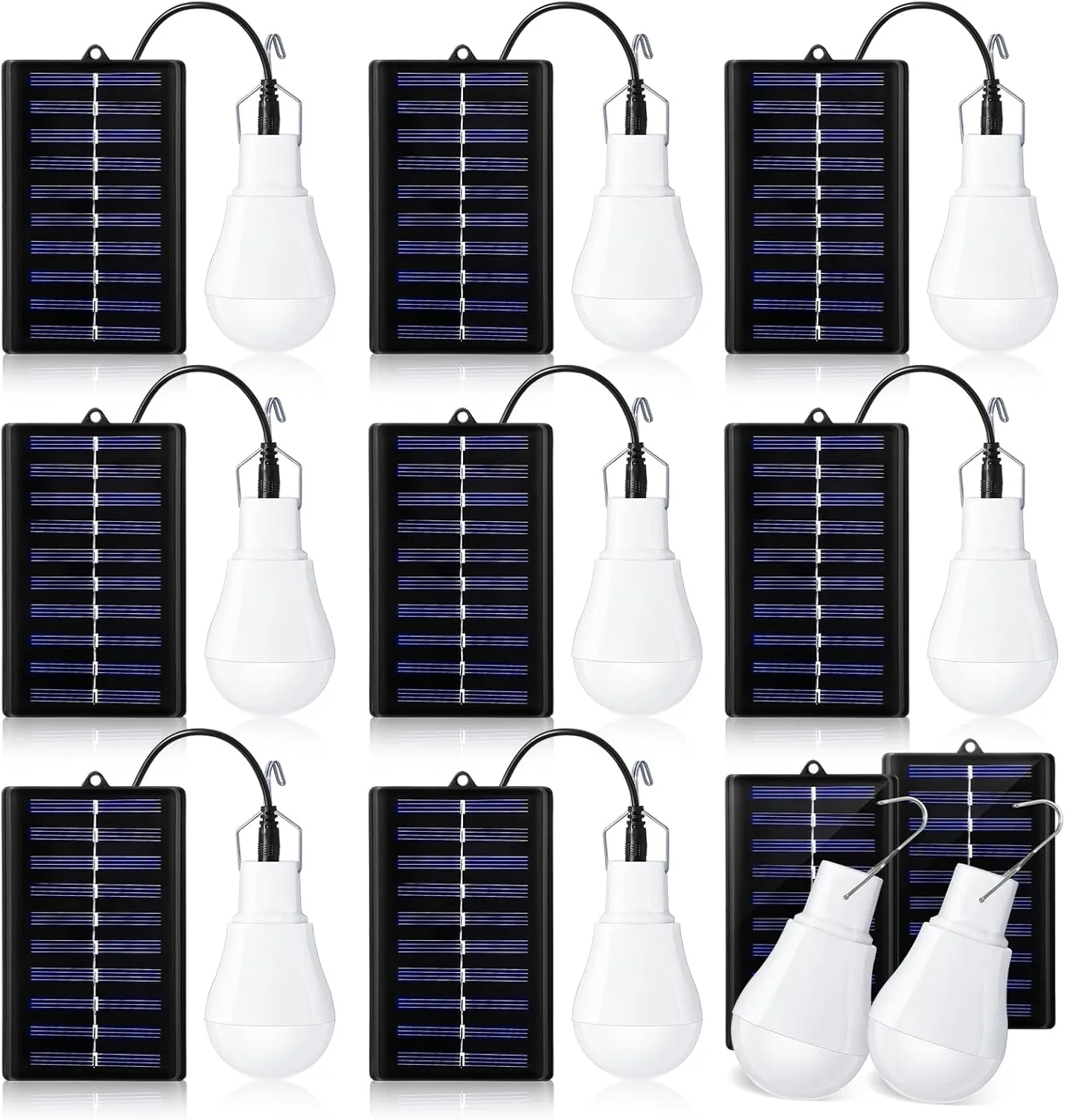VIHOSE 8 Pcs Solar Light Bulbs Solar Powered Light Portable Emergency Light Bulb Waterproof LED Bulb Solar Camping Tent Light Indoor Outdoor Shed Night Fishing Chicken Coop, As Shown on the Pictures