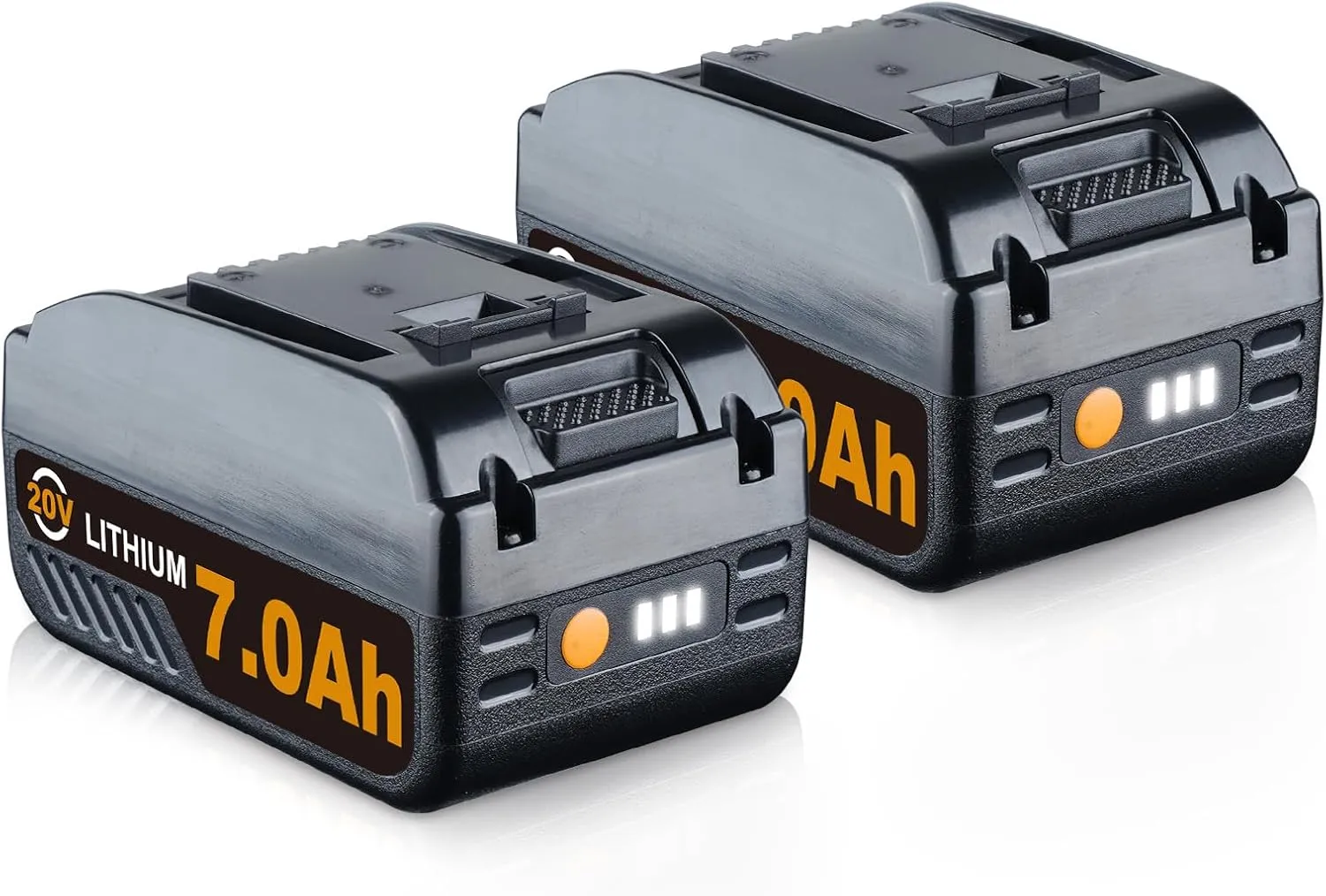 VINIDA 2Pack 7.0Ah 20V Battery Lithium-ion Replacement for Worx 20V Compatible with Worx Battery WA3520 WA3525 WA3575 WG151s WG155s WG251s WG255s WG540s Cordless Power Tools
