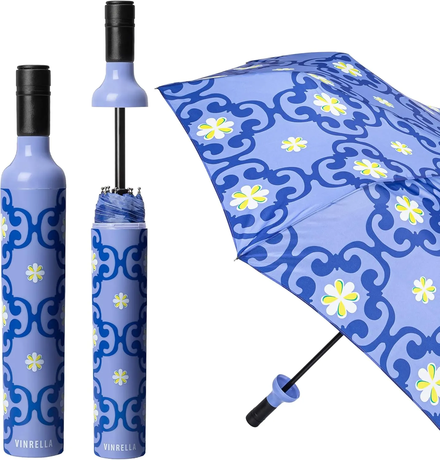 VINRELLA Wine Bottle Umbrella for Rain - Portable, Compact, Waterproof, and Windproof for Travel - UV Blocker - Fun Gift