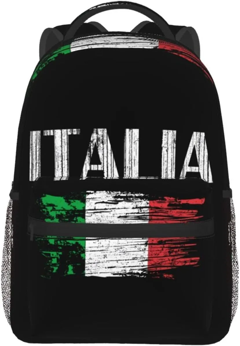 Vintage Italia Italy Italian Flag Backpack Casual Laptop Backpack Double Shoulder Bag Lightweight Backpack For Women Men Travel