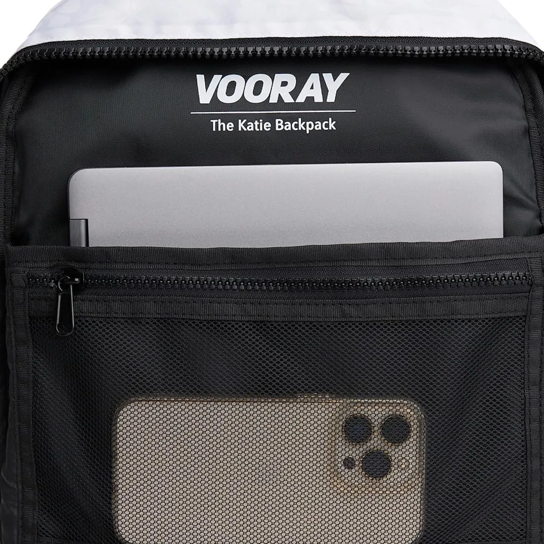 VOORAY 19L Katie Backpack, Large - Travel, Gym & Sports Backpack Wild Desert, White Floral Retro Stripe