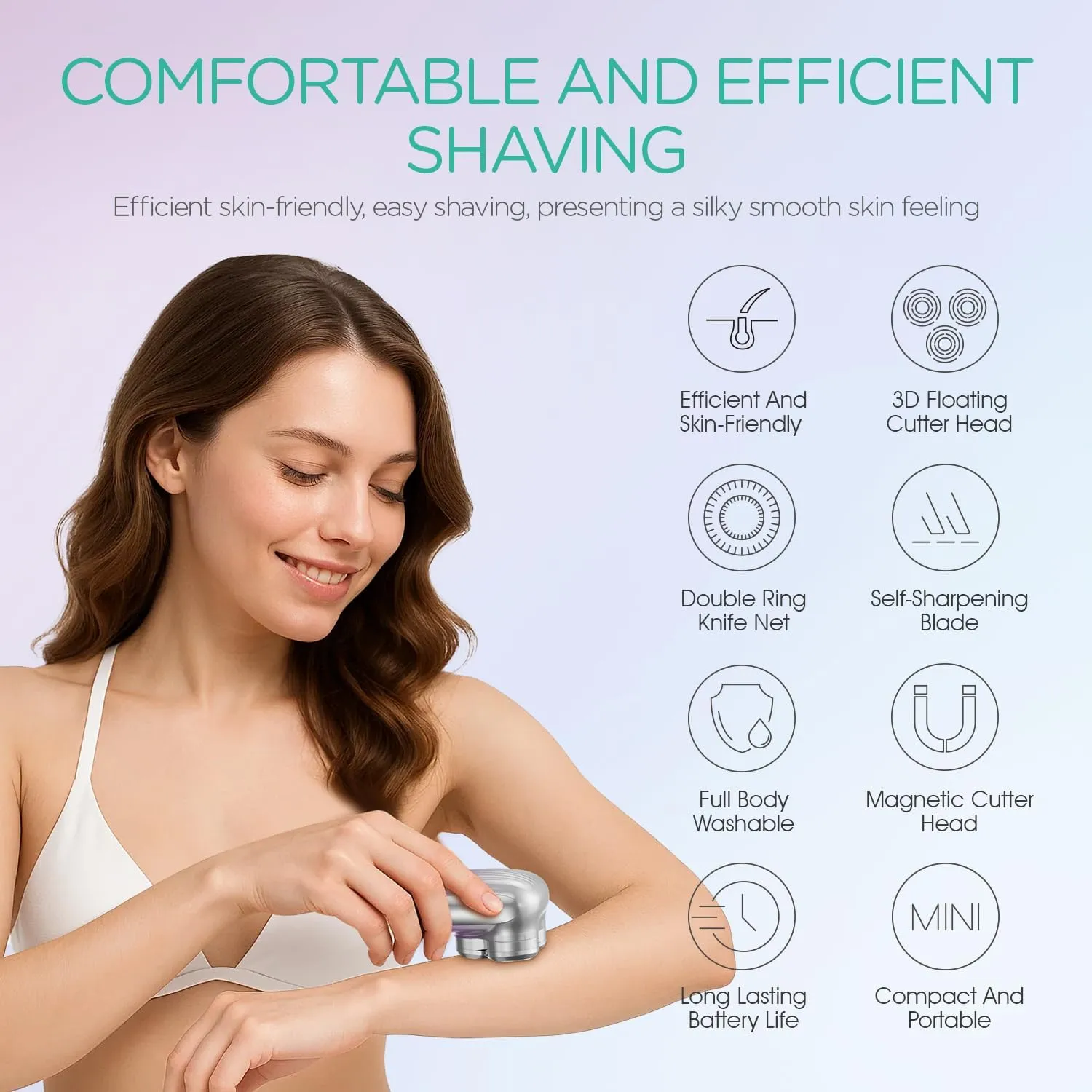 VOYOR Electric Razors for Women 3D Floating Blade Shaver for Women, Electric Shaver for Legs Bikini and Body Facial Hair Remover Women's Shavers Waterproof Women's Grooming ES310 (Purple)
