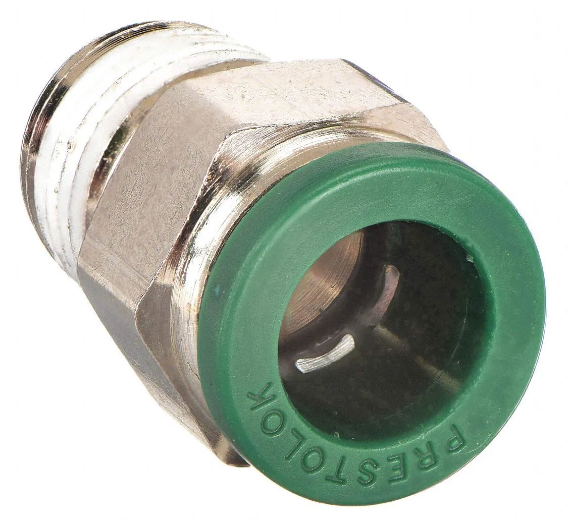 W68PLP-4-4 Prestolok PLP Nickel Plated Brass Male Connector Push-to-Connect Fitting, 1/4" Push-to-Connect Tube x 1/4" Male NPTF