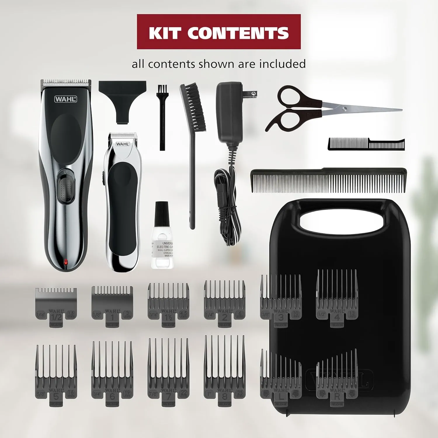 Wahl Clipper Cordless Chrome Pro Hair Clippers for Men and Battery Hair Trimmer Combo for Full Haircuts and Touch-Up Trims – Model 3026590