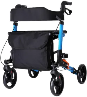 Walker,Walking Frame Lightweight,Folding Rollator Walker 4 Wheel Rolling Walker with Seat Bag Mobility Aid for Adult Senior Elderly Aluminum Transport Chair O