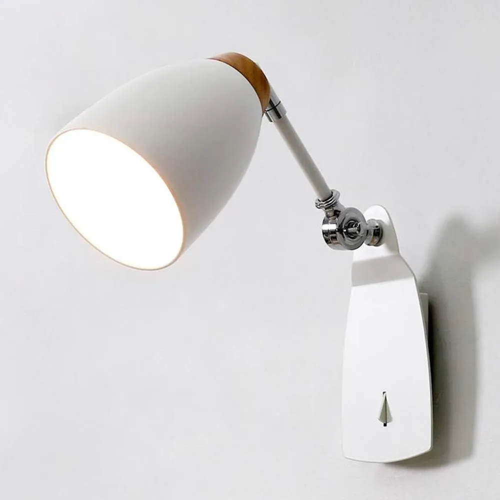 Wall Lamp Swing Arm Reading Lamp Bedside Angle Adjustable Modern Industrial Wall Sconce White E26/E27