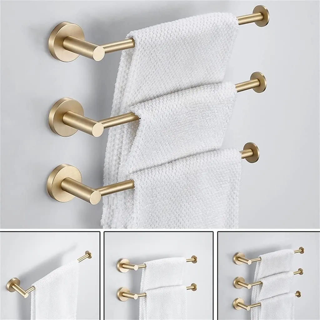 Wall-Mounted Bathroom Towel Rack Brass Brushed Hanging Kitchen Storage Shelf