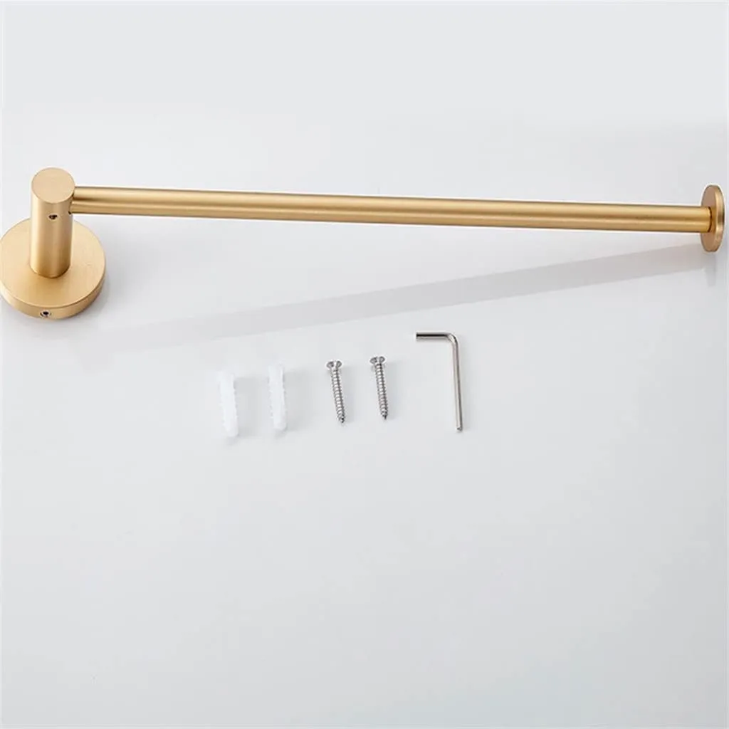 Wall-Mounted Bathroom Towel Rack Brass Brushed Hanging Kitchen Storage Shelf