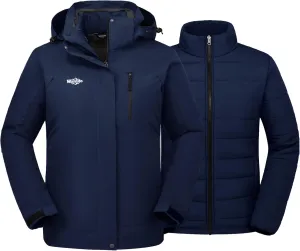 wantdo Women's 3 in 1 Waterproof Ski Jacket Windproof Winter Snow Coat Snowboarding Jackets Warm Raincoat