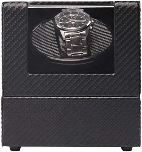 Watch Winder Box Automatic Watch Winder Box Automatic Rotation Mode Unisex Watch Winder, Black Wood Leather case- idea Christmas Favorite of Mature Men