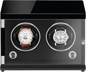 Watch Winders - Rechargeable Two-Position Watch Shaker Mechanical Watch Winder Vertical Automatic Watch Winding Box with Light-Sensitive Led Light Watch Winder Watch Storage (Black Inner Black )