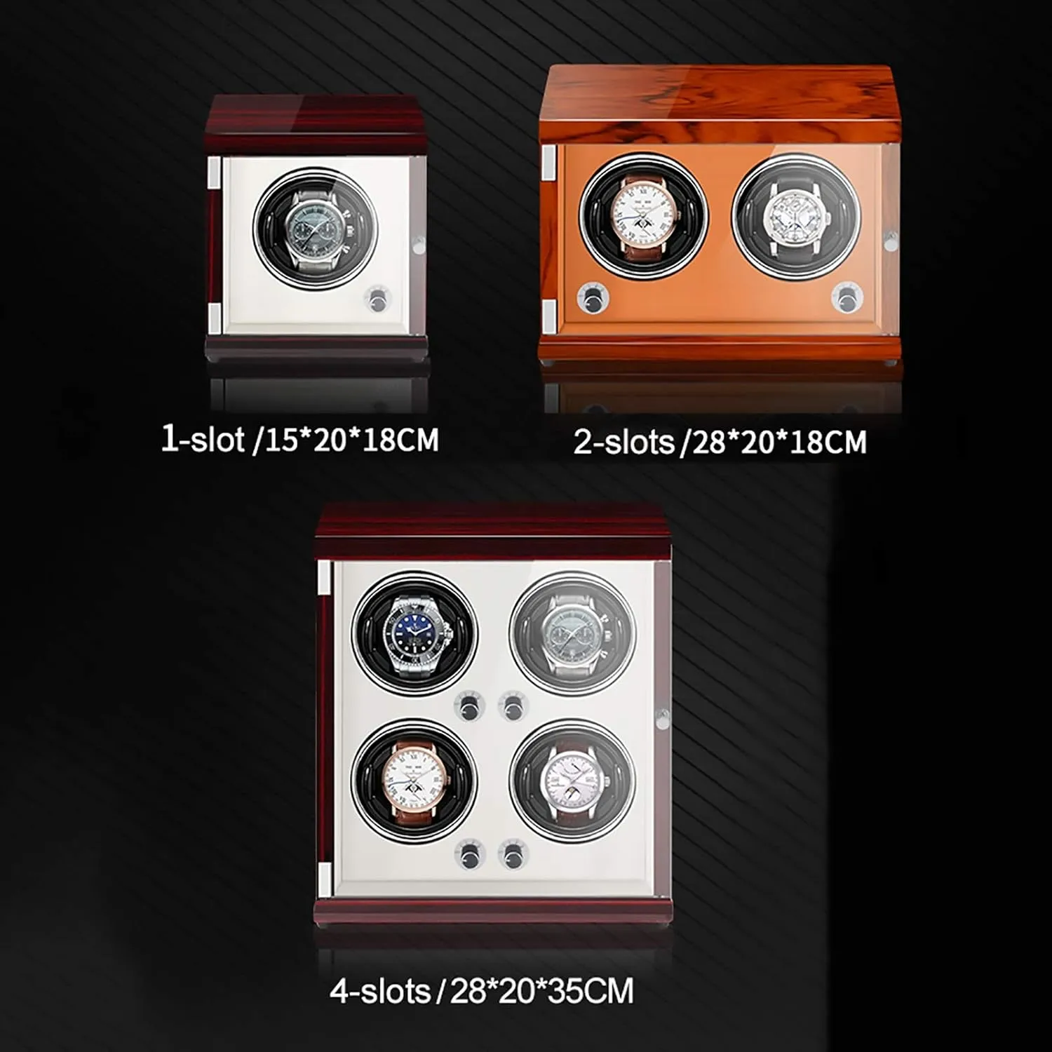 Watch Winders - Rechargeable Two-Position Watch Shaker Mechanical Watch Winder Vertical Automatic Watch Winding Box with Light-Sensitive Led Light Watch Winder Watch Storage (Black Inner Black )