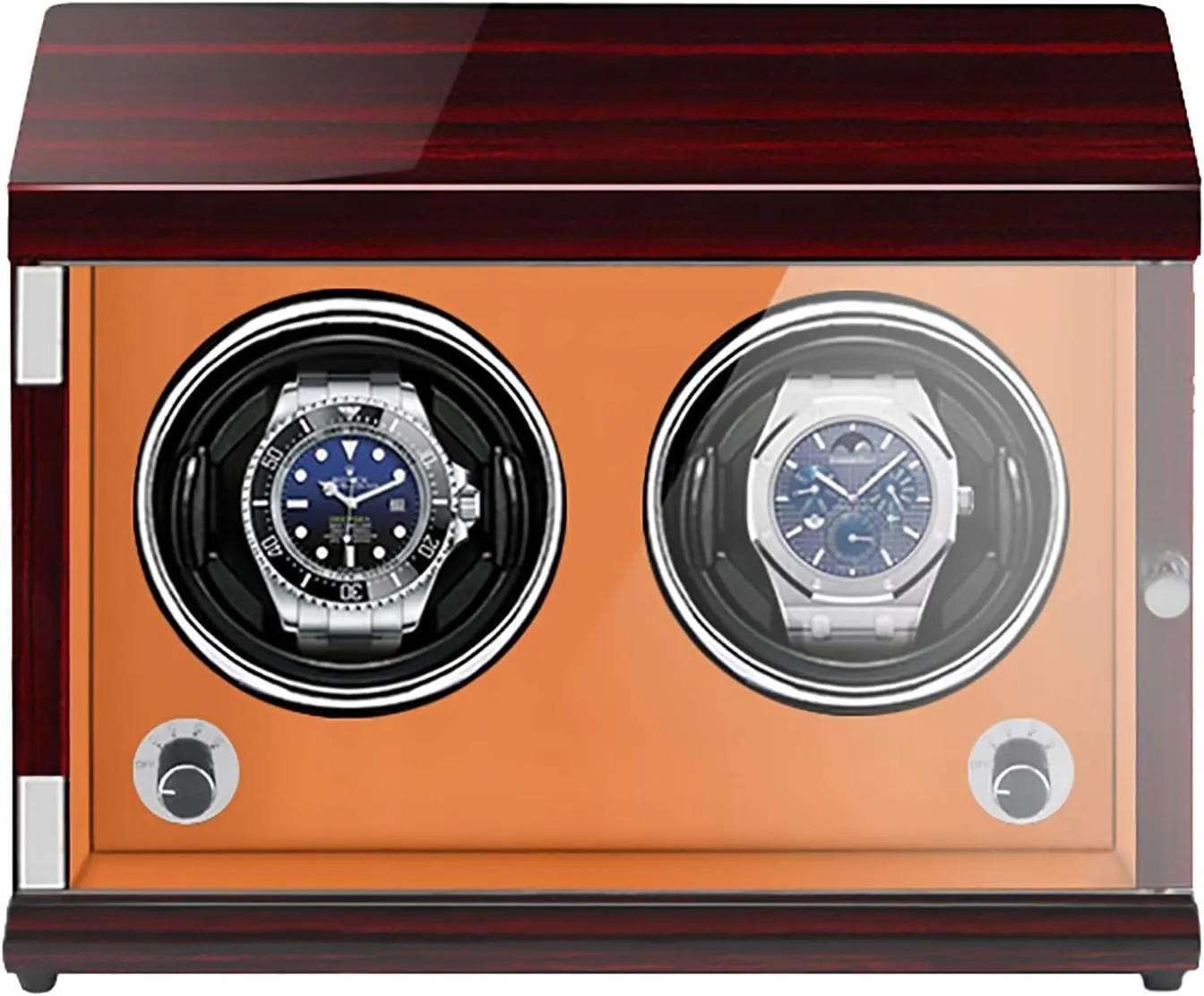 Watch Winders - Rechargeable Two-Position Watch Shaker Mechanical Watch Winder Vertical Automatic Watch Winding Box with Light-Sensitive Led Light