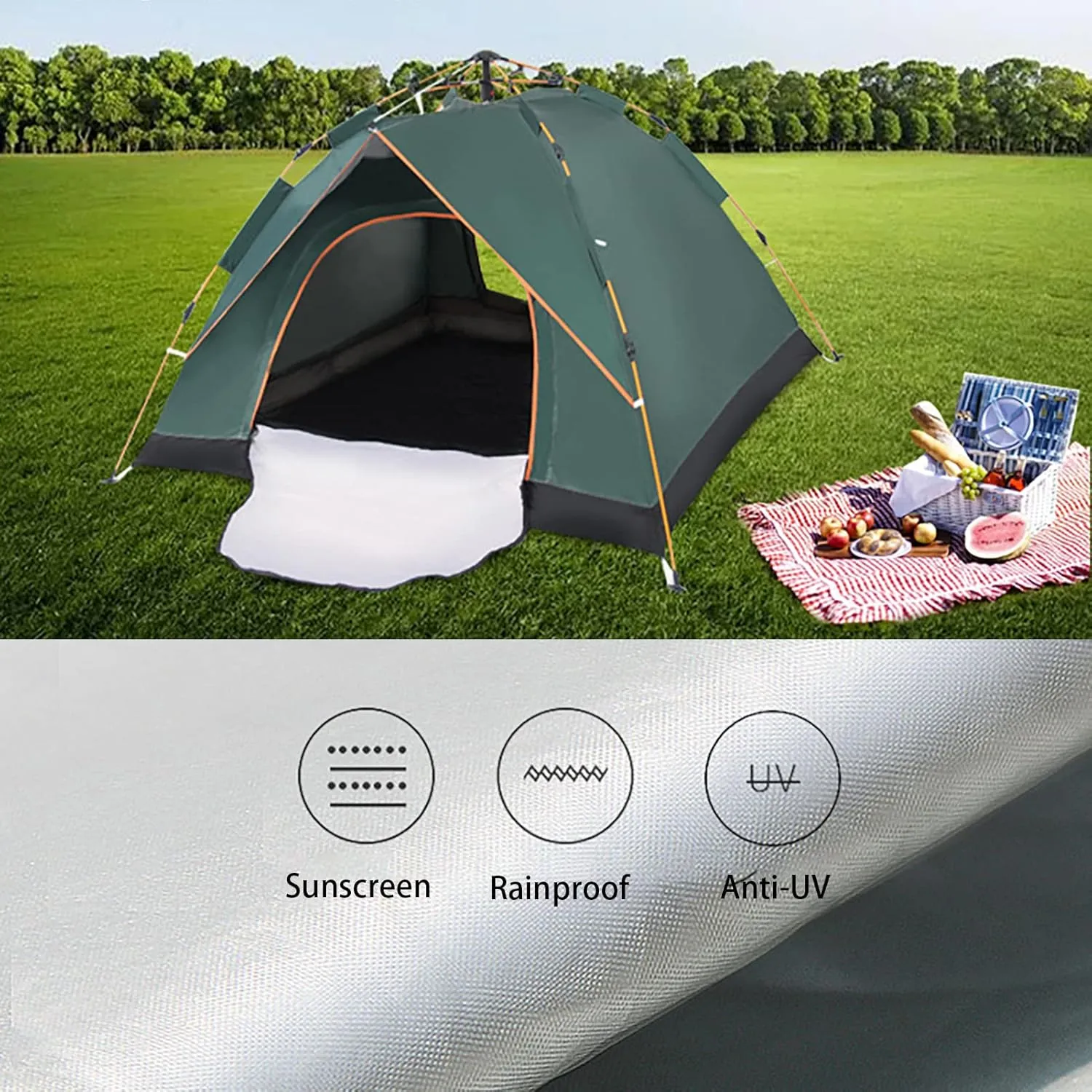 Waterproof Camping Tent, Easy Setup Instant Pop Up Tent Weatherproof, Foldable Automatic Tents Portable, Outdoor Portable Dome Tents, for Backpacking, Hiking, or Beach