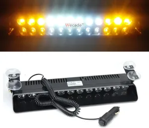 wecade® 12w 12 Leds Car Truck Emergency Strobe Flash Light Windshield Warning Light (Yellow/White/White/Yellow)