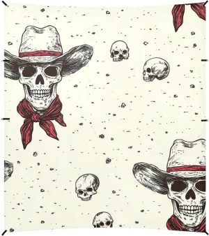 Western Skull Cowboy Charmsparkling Beach Cabana Tent UPF50 Waterproof Shade Sun Shelter with Sandbags & Sand Shovel for Camping, Picnics, Backyard & Fishing